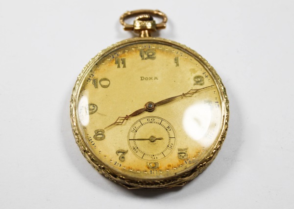 Taschenuhr Doxa prämiert in Lüttich 1905 und Paris 1925 aus 585 Gold- iPfand
